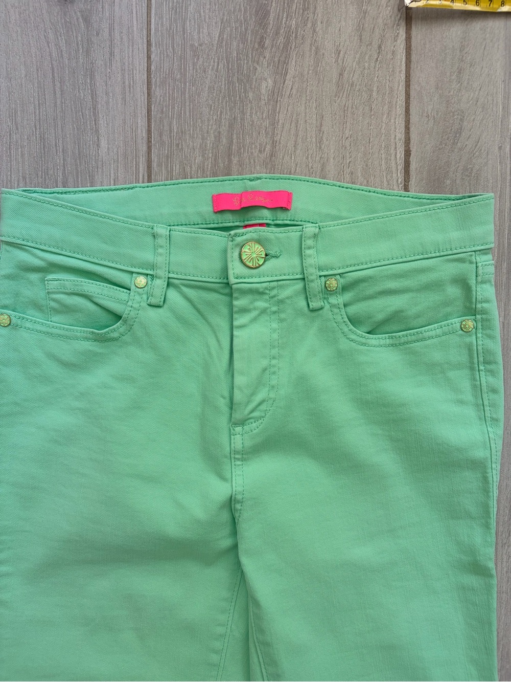Lilly Pulitzer Mint Green Cropped Frayed-Hem Jeans - Picture 3 of 9